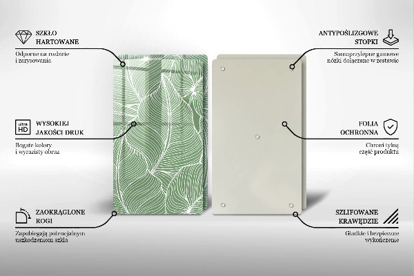 Glass chopping board Linear leaves