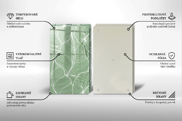 Glass chopping board Linear leaves