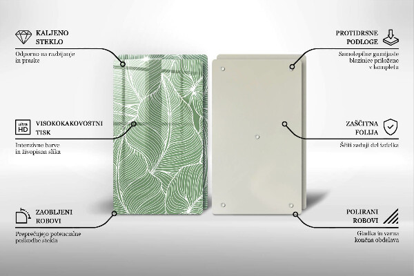 Glass chopping board Linear leaves