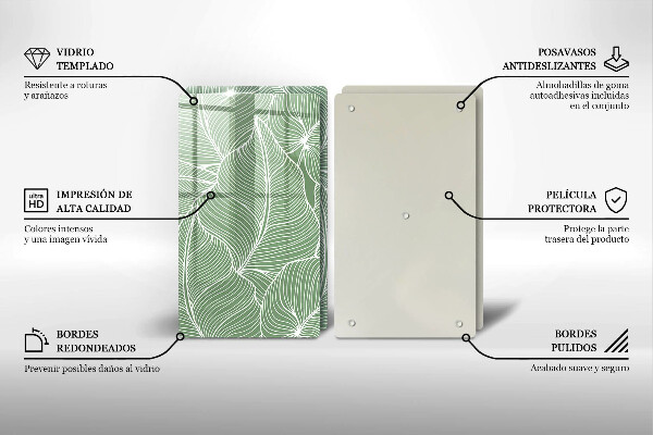 Glass chopping board Linear leaves