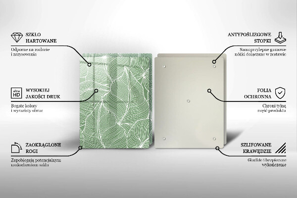 Glass chopping board Linear leaves