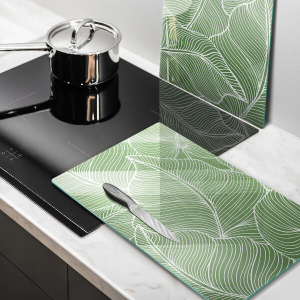 Glass chopping board Linear leaves