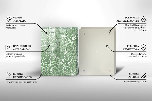 Glass chopping board Linear leaves