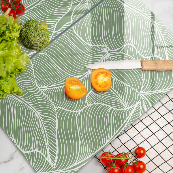 Glass chopping board Linear leaves