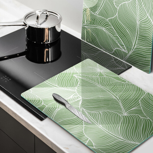 Glass chopping board Linear leaves