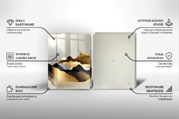 Glass chopping board Abstraction of golden mountains