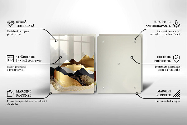 Glass chopping board Abstraction of golden mountains