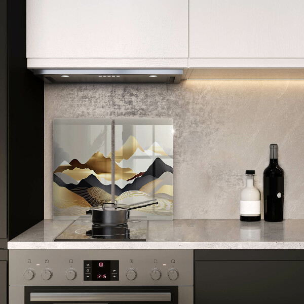 Glass chopping board Abstraction of golden mountains