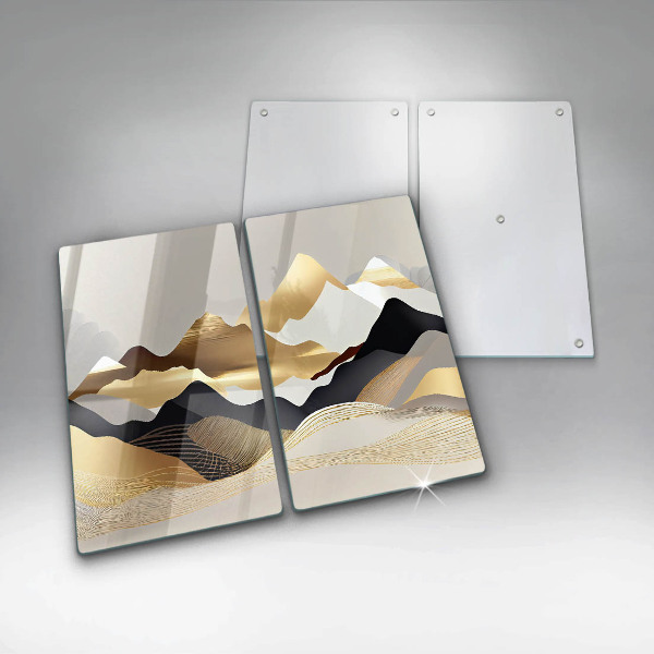 Glass chopping board Abstraction of golden mountains