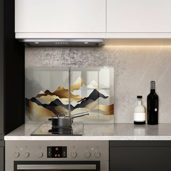 Glass chopping board Abstraction of golden mountains