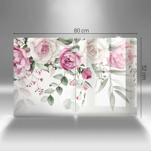 Glass chopping board Watercolor roses