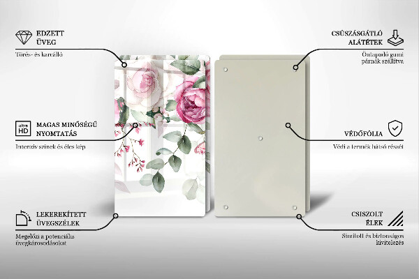 Glass chopping board Watercolor roses