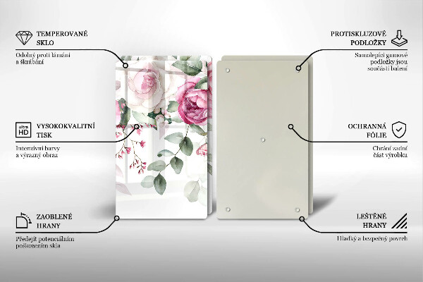 Glass chopping board Watercolor roses