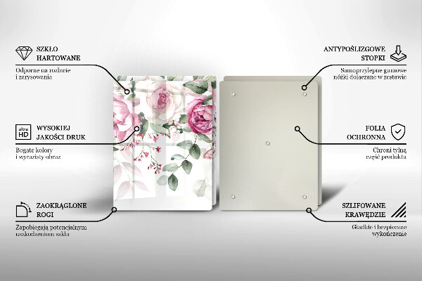 Glass chopping board Watercolor roses