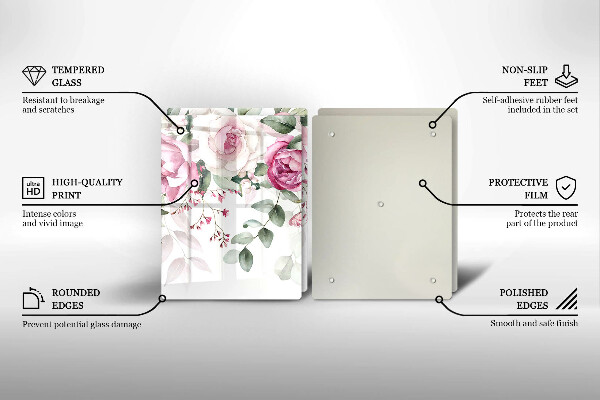 Glass chopping board Watercolor roses