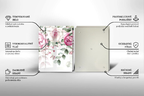 Glass chopping board Watercolor roses