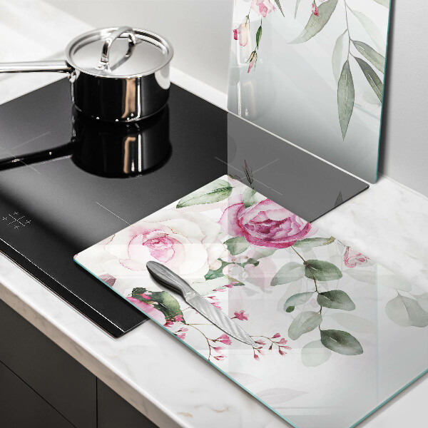 Glass chopping board Watercolor roses