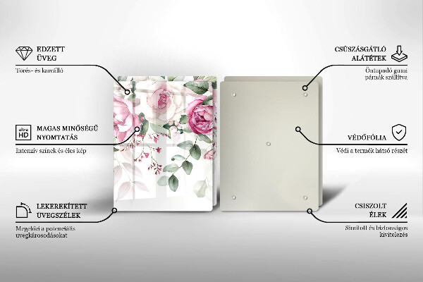 Glass chopping board Watercolor roses