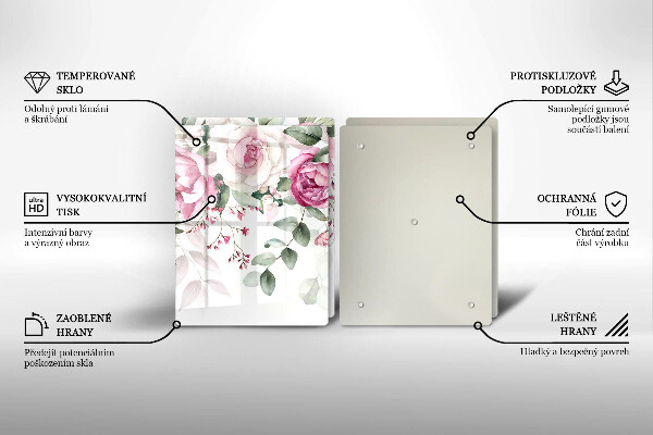 Glass chopping board Watercolor roses
