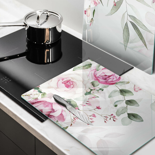 Glass chopping board Watercolor roses