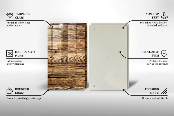 Glass chopping board Wood texture boards