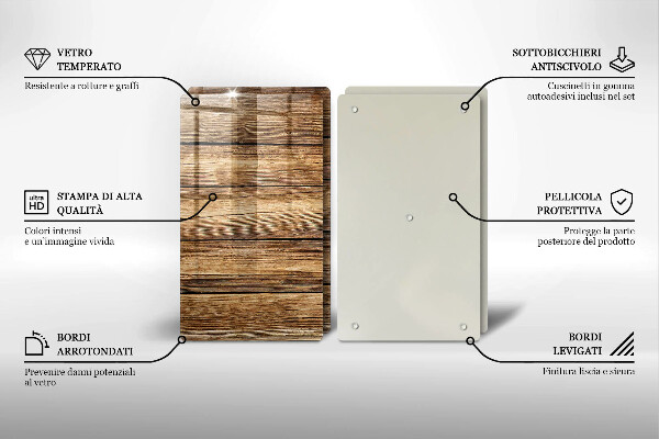 Glass chopping board Wood texture boards