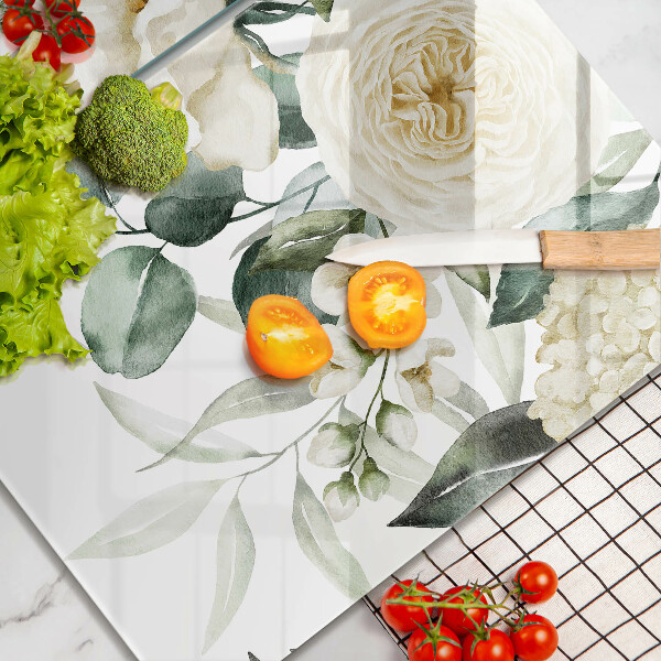 Glass chopping board Watercolor flowers
