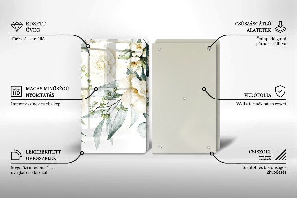 Glass chopping board Watercolor flowers