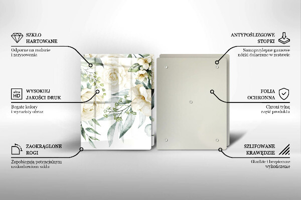 Glass chopping board Watercolor flowers