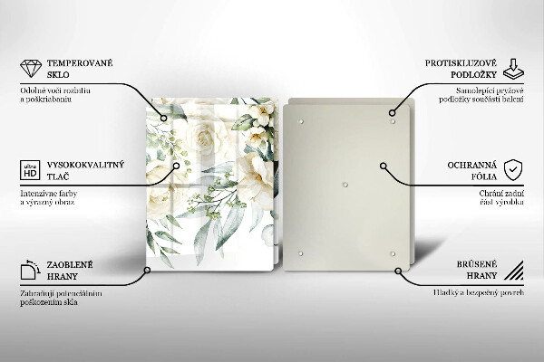 Glass chopping board Watercolor flowers