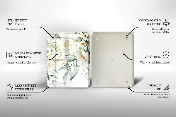 Glass chopping board Watercolor flowers