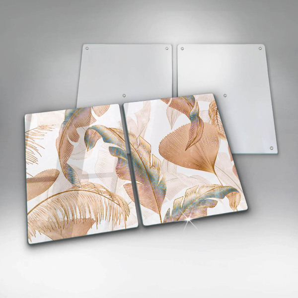 Glass chopping board Boho feathers and leaves