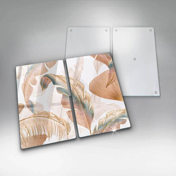 Glass chopping board Boho feathers and leaves