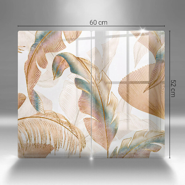 Glass chopping board Boho feathers and leaves