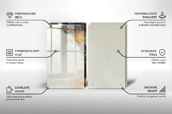 Glass chopping board Abstraction with gold