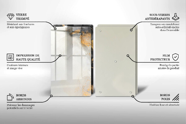 Glass chopping board Abstraction with gold