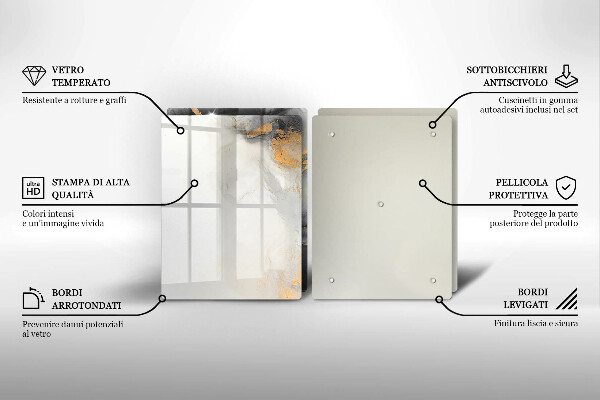 Glass chopping board Abstraction with gold