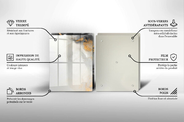 Glass chopping board Abstraction with gold
