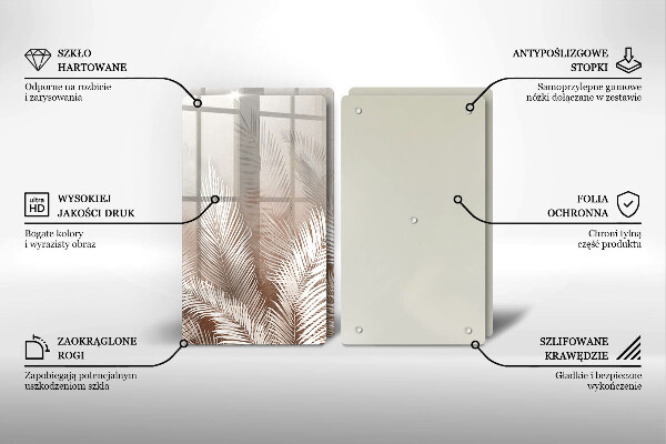 Glass chopping board Boho leaf vegetation