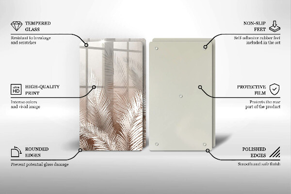 Glass chopping board Boho leaf vegetation