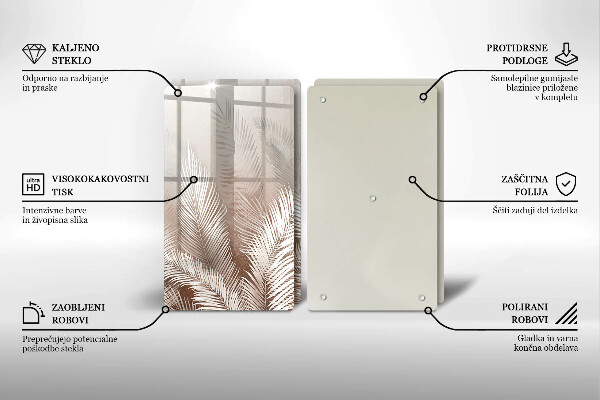 Glass chopping board Boho leaf vegetation