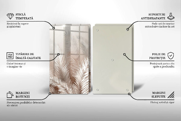 Glass chopping board Boho leaf vegetation