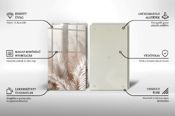 Glass chopping board Boho leaf vegetation