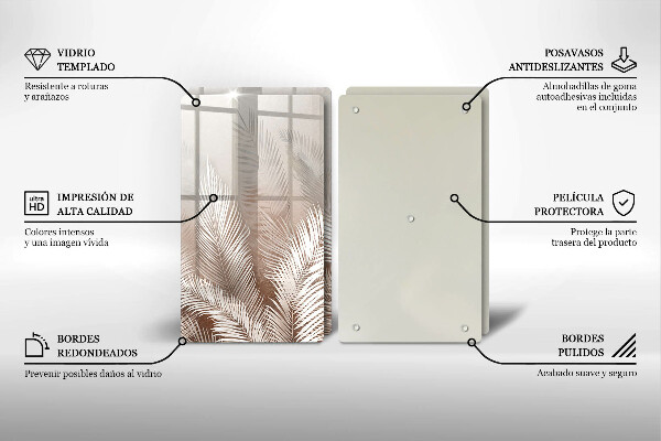 Glass chopping board Boho leaf vegetation