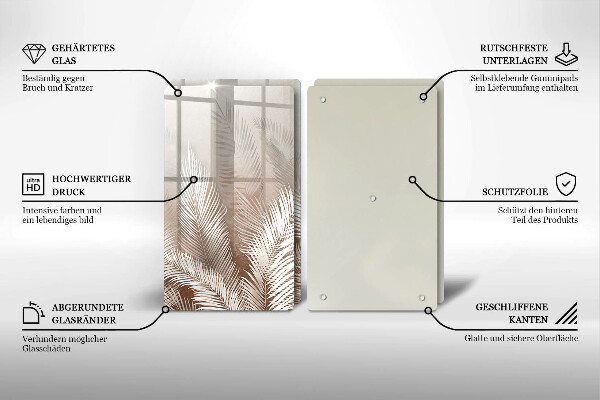 Glass chopping board Boho leaf vegetation