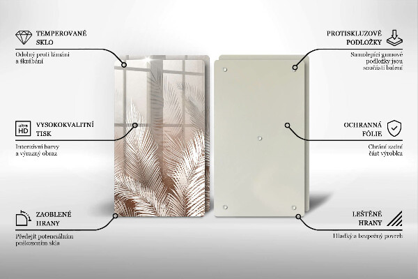 Glass chopping board Boho leaf vegetation