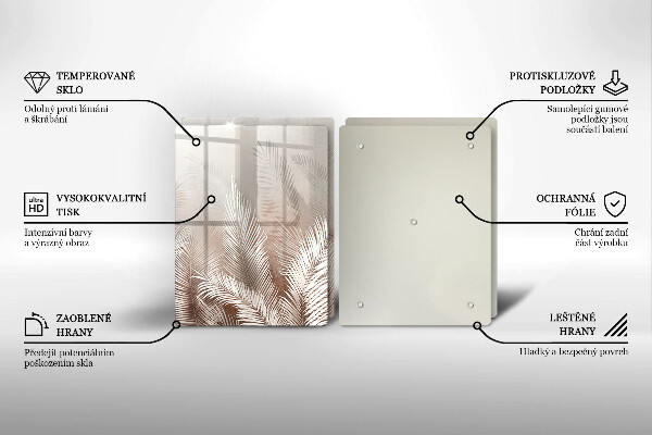 Glass chopping board Boho leaf vegetation