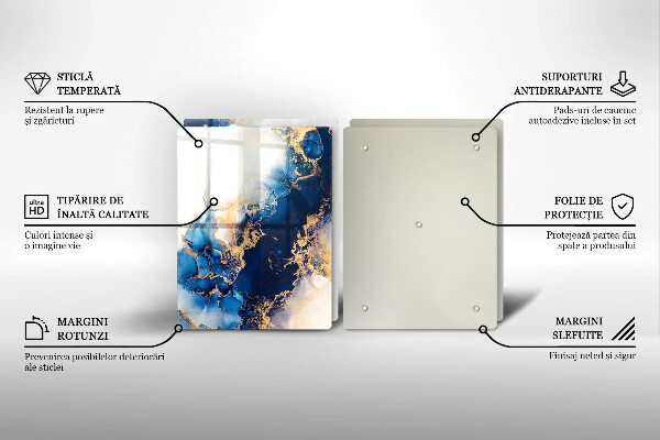 Glass chopping board Abstraction with blue