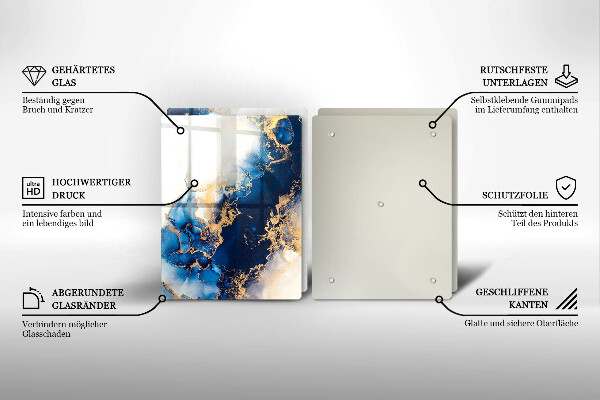 Glass chopping board Abstraction with blue