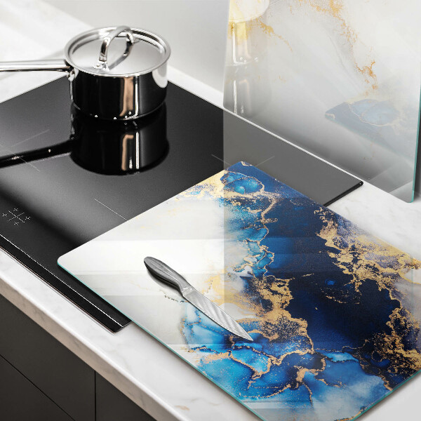 Glass chopping board Abstraction with blue